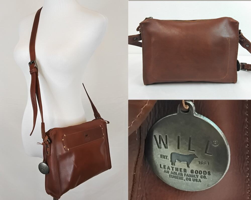 Will Leather Goods Purse Brown Made in Eugene Oregon Crossbody Bag #J5948